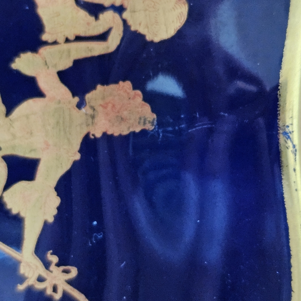 Vintage Jean Feuillade Limoges Porcelain Cobalt Blue Tray - Picture 6 of 7